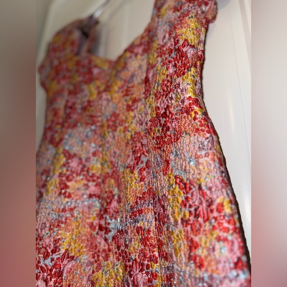 Pink and Orange Sheath Mini Dress with Sweetheart Neckline - Picture 7 of 16